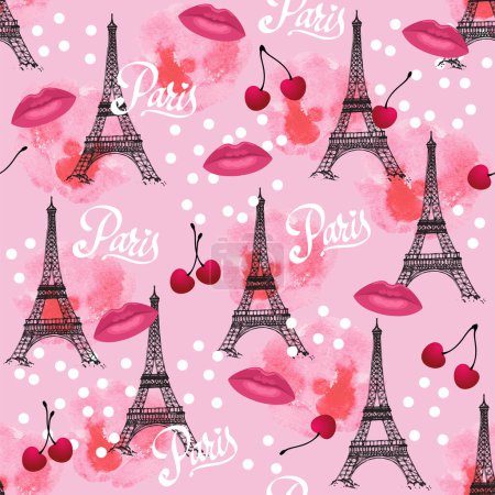Photo for Illustration of stylish seamless pattern with Eiffel towers - Royalty Free Image