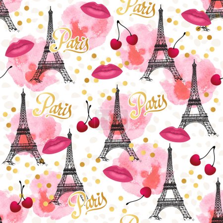 Photo for Illustration of stylish seamless pattern with Eiffel towers - Royalty Free Image