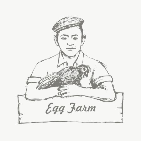 Ilustración de Egg Farm trabajador vector ilustración - Imagen libre de derechos