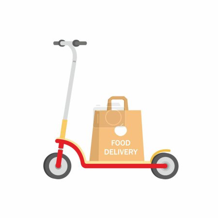 Photo for Simple banner with scooter and paper bag, vector illustration - Royalty Free Image