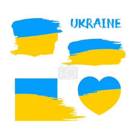 Ilustración de Set of Ukrainian flags, Ukraine support concept banner - Imagen libre de derechos