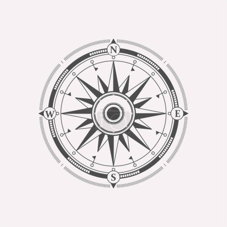 Illustration for Compass wind rose vector design element. Vintage navigator icon. - Royalty Free Image