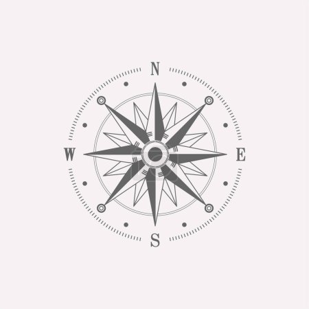 Illustration for Compass wind rose design element. Vintage navigator icon - Royalty Free Image