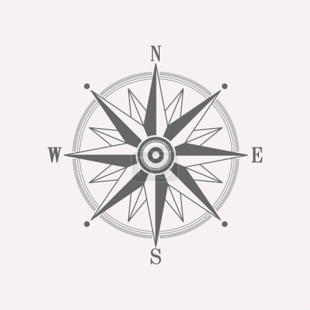 Illustration for Compass wind rose vector design element. Vintage navigator icon. - Royalty Free Image