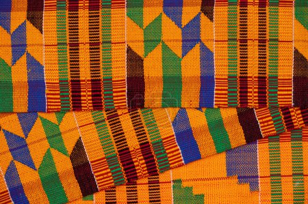 Colorful kente cloth shot from directly above
