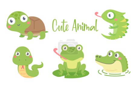 Illustration for Cute amphibian cartoon text frame for decorating schedule notebook - Royalty Free Image
