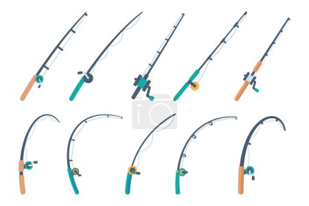 Illustration for Fishing rod with fishing line Fishermen leisure activities - Royalty Free Image