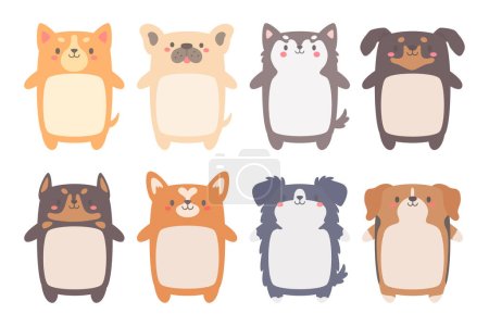 Illustration for Cartoon pet text frame cute dogs and cats for kids - Royalty Free Image