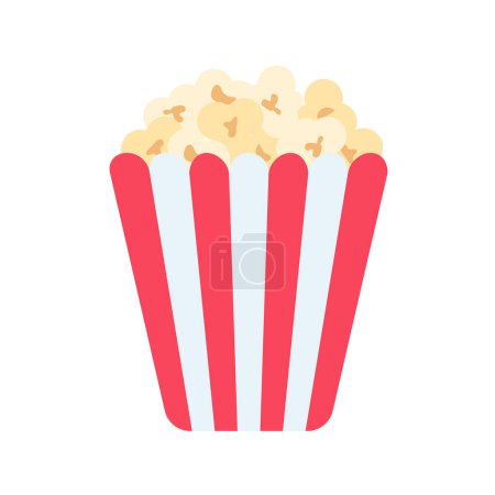 Illustration for Popcorn in a red and white paper cup Snacks while watching movies in the cinema - Royalty Free Image