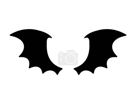 Illustration for Dark wing silhouette evil devil in the shadows Scary bat wings on Halloween night. - Royalty Free Image