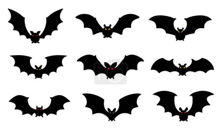 Illustration for Bat silhouette with scary evil eyes. Vampire Victims on Halloween Night - Royalty Free Image