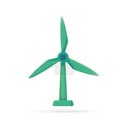 Windmill. Wind power generation concept. 3d illustration