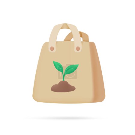 Téléchargez les illustrations : Sacs en tissu et semis Le concept de réduction de l'utilisation de sacs en plastique pour le monde - en licence libre de droit