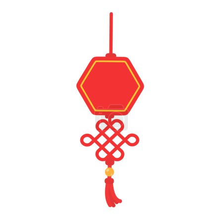 Ilustración de Borlas chinas. Cuerdas rojas tejidas en nudos utilizados para decoraciones chinas de Año Nuevo. - Imagen libre de derechos
