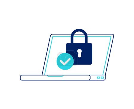 Cyber security icon. Endpoint security. Vector linear illustration on the white background.