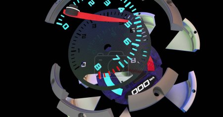 High-speed tachometer on a black background. 3D render