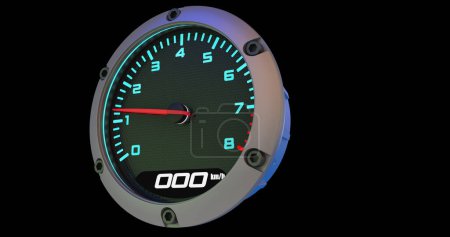 High-speed tachometer on a black background. 3D render