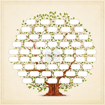 Ilustración de Plantilla de árbol familiar. Genealogía, pedigrí. Estilo vintage para el diseño retro. Ilustración vectorial - Imagen libre de derechos