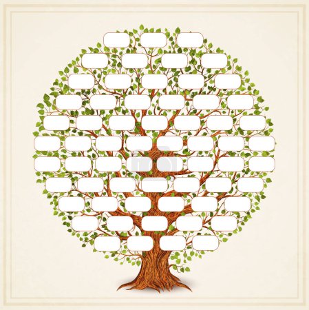 Ilustración de Plantilla de árbol genealógico de estilo vintage para diseño retro. Genealogía y pedigrí. Ilustración vectorial. - Imagen libre de derechos