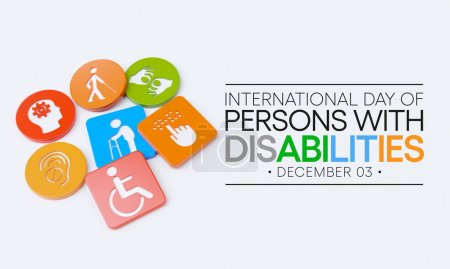El Día Internacional de las Personas con Discapacidad (IDPD) se celebra cada año el 3 de diciembre. sensibilizar sobre la situación de las personas con discapacidad en todos los aspectos de la vida. Renderizado 3D