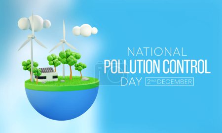 Foto de Día Nacional de Control de la Contaminación se celebra cada año el 2 de diciembre, Día se centra en la prevención de la contaminación y la sensibilización sobre las formas en que seguimos explotando la madre naturaleza. Renderizado 3D - Imagen libre de derechos