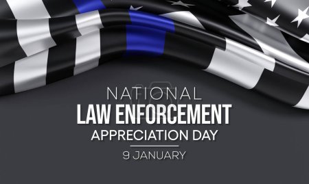 Téléchargez les photos : La Journée d'appréciation de l'application de la loi (LEAD) est célébrée chaque année, le 9 janvier, pour remercier et appuyer nos agents locaux d'application de la loi qui protègent et servent. Rendu 3D - en image libre de droit