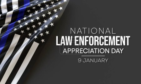 La Journée d'appréciation de l'application de la loi (LEAD) est célébrée chaque année, le 9 janvier, pour remercier et appuyer nos agents locaux d'application de la loi qui protègent et servent. Rendu 3D