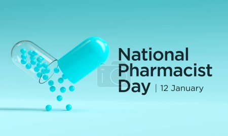 Téléchargez les photos : Journée nationale des pharmaciens est célébrée chaque année le 12 Janvier, La journée se concentre sur l'importance des pharmaciens, et il honore combien ils ont un impact sur notre santé et notre bien-être. Rendu 3D - en image libre de droit