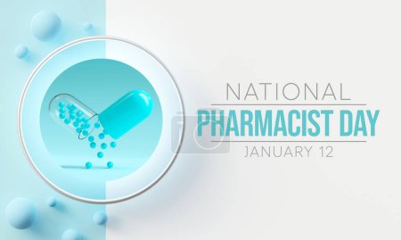 Téléchargez les photos : Journée nationale des pharmaciens est célébrée chaque année le 12 Janvier, La journée se concentre sur l'importance des pharmaciens, et il honore combien ils ont un impact sur notre santé et notre bien-être. Rendu 3D - en image libre de droit