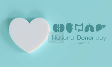Photo for National Donor day is observed every year on February 14, dedicated to spreading awareness and education about organ, eye and tissue donation. 3D Rendering - Royalty Free Image