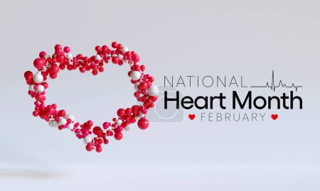 Foto de National Heart month is observed every year in February, to adopt healthy lifestyles to prevent heart disease (CVD). 3D Rendering - Imagen libre de derechos