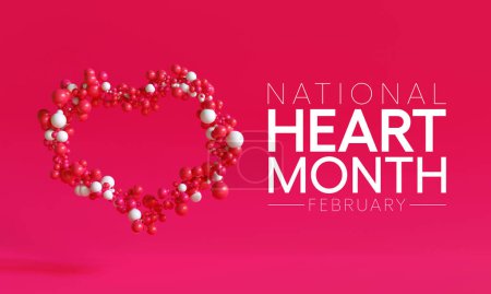 Foto de National Heart month is observed every year in February, to adopt healthy lifestyles to prevent heart disease (CVD). 3D Rendering - Imagen libre de derechos