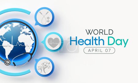 Photo for World Health day is observed every year on April 7, to raise awareness about the overall health and well-being of people across the globe. 3D Rendering - Royalty Free Image
