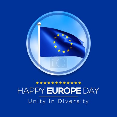 Téléchargez les photos : La Journée de l'Europe est célébrée chaque année le 9 mai pour célébrer la paix et l'unité dans toute l'Europe. Rendu 3D - en image libre de droit