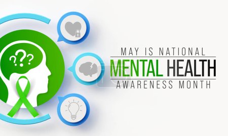 Photo for Mental health awareness month observed each year in May. it includes our emotional, psychological, and social well-being. It affects how we think, feel, and act. 3D Rendering - Royalty Free Image