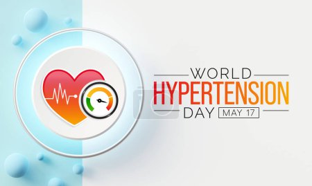 Día Mundial de la Hipertensión se observa cada año el 17 de mayo. La presión arterial alta, también llamada hipertensión, es la presión arterial que es más alta de lo normal. Renderizado 3D