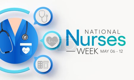 Die National Nurses Week wird in den Vereinigten Staaten vom 6. bis 12. Mai jedes Jahres begangen, um die Beiträge zu würdigen, die Krankenschwestern für die Gesellschaft leisten. 3D-Rendering