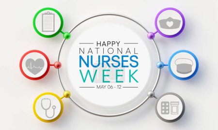 Foto de La Semana Nacional de Enfermeras se observa en los Estados Unidos del 6 al 12 de mayo de cada año, para marcar las contribuciones que las enfermeras hacen a la sociedad. Renderizado 3D - Imagen libre de derechos