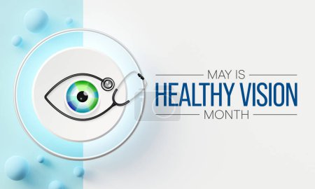 Téléchargez les photos : Le mois de la Vision saine est observé chaque année en mai. Prendre soin de ses yeux peut être une priorité, tout comme manger sainement et faire de l'activité physique. il peut vous aider à rester en sécurité chaque jour. Rendu 3D - en image libre de droit