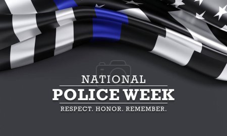 Photo for National Police week (NPW) is observed every year in May in United states that pays tribute to the local, state, and federal officers who have died or disabled, in the line of duty. 3D Rendering - Royalty Free Image