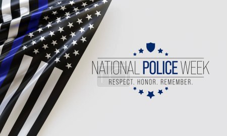 La semana de la Policía Nacional (NPW) se observa cada año en mayo en los Estados Unidos que rinde homenaje a los oficiales locales, estatales y federales que han muerto o discapacitados, en el cumplimiento de su deber. Renderizado 3D