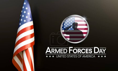 Foto de El día de las fuerzas armadas se celebra en los Estados Unidos de América durante el mes de mayo, es una oportunidad para mostrar su apoyo a los hombres y mujeres que componen la comunidad de las Fuerzas Armadas. Renderizado 3D - Imagen libre de derechos