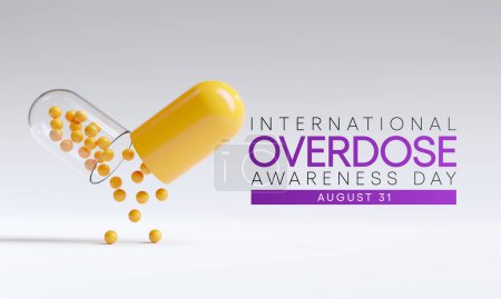 Photo for Overdose awareness day is observed every year on August 31, This event is a powerful way to join together to remember those who lost their lives to overdose. 3D Rendering - Royalty Free Image