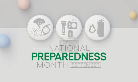 Foto de El Mes Nacional de Preparación (MNP) se observa cada año en septiembre para crear conciencia sobre la importancia de prepararse para desastres y emergencias que podrían ocurrir en cualquier momento. Renderizado 3D - Imagen libre de derechos
