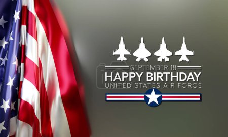 Der Geburtstag der US-Luftwaffe wird jedes Jahr am 18. September überall in den Vereinigten Staaten von Amerika begangen. 3D-Rendering