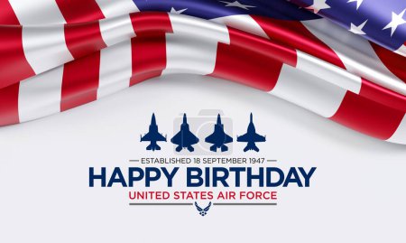 El cumpleaños de la Fuerza Aérea de los Estados Unidos se celebra cada año el 18 de septiembre en todos los Estados Unidos. Renderizado 3D
