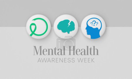 Mental Health Week is observed every year in October, A mental illness is a health problem that significantly affects how a person feels, thinks, behaves, and interacts with other people. 3D Rendering