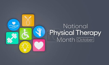 Téléchargez les photos : Le mois de la physiothérapie est observé chaque année en octobre, également connu sous le nom de physiothérapie, l'une des professions de la santé fournies par les physiothérapeutes qui promeuvent ou restaurent la santé. - en image libre de droit