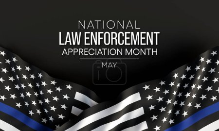 Der Monat der Gesetzesvollstreckung wird jedes Jahr im Mai begangen, um unseren lokalen Vollzugsbeamten, die schützen und dienen, zu danken und ihre Unterstützung zu zeigen. 3D-Rendering