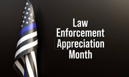 Le Mois de la reconnaissance des organismes d'application de la loi est célébré chaque année en mai pour remercier et appuyer nos agents locaux d'application de la loi qui protègent et servent. Rendu 3D